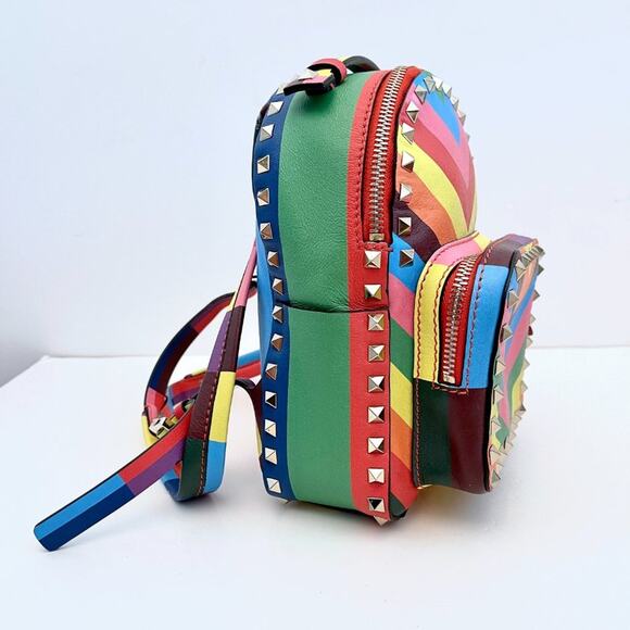 Valentino Rockstud 1973 Mini Backpack Rainbow Stripe Multicolor Resort 2015 - Picture 3 of 12